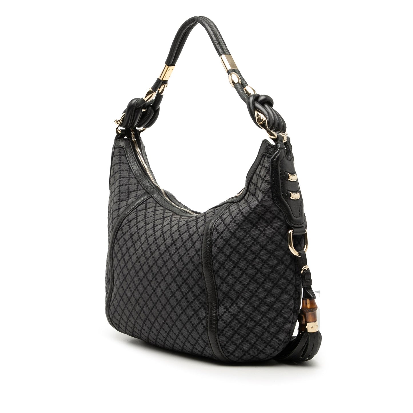Medium Diamante Canvas Techno Horsebit Hobo