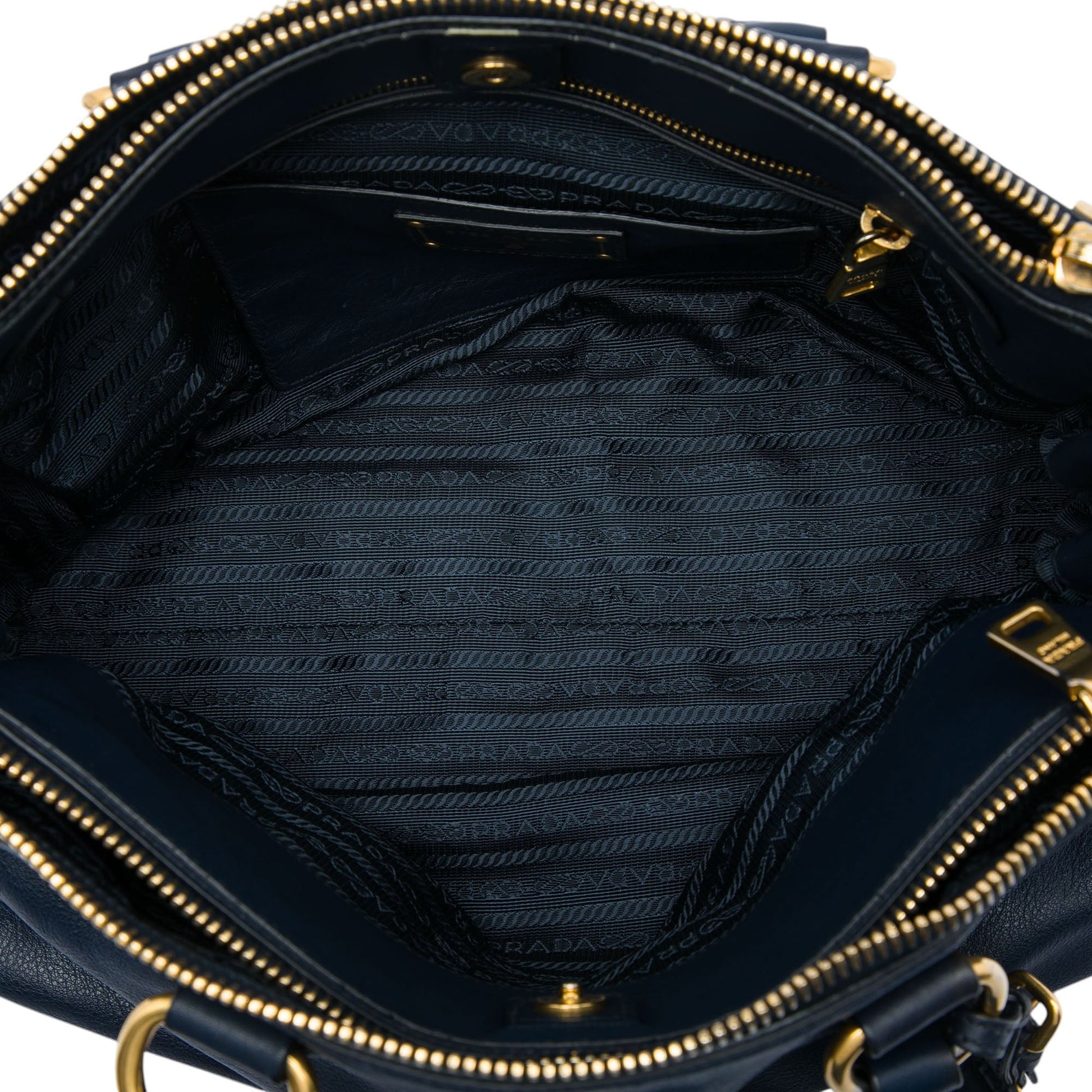 Prada Soft Calf Double Zip Convertible Tote