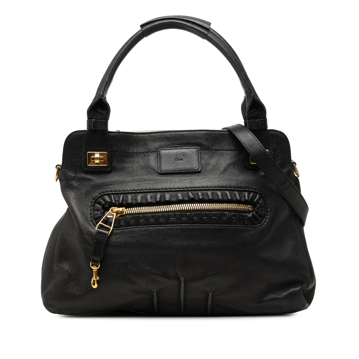 Chloé Grained Calfskin Margaret Satchel — Black