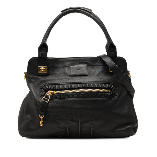 Chloé Grained Calfskin Margaret Satchel — Black