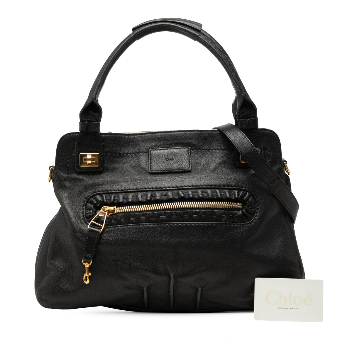 Chloé Grained Calfskin Margaret Satchel — Black