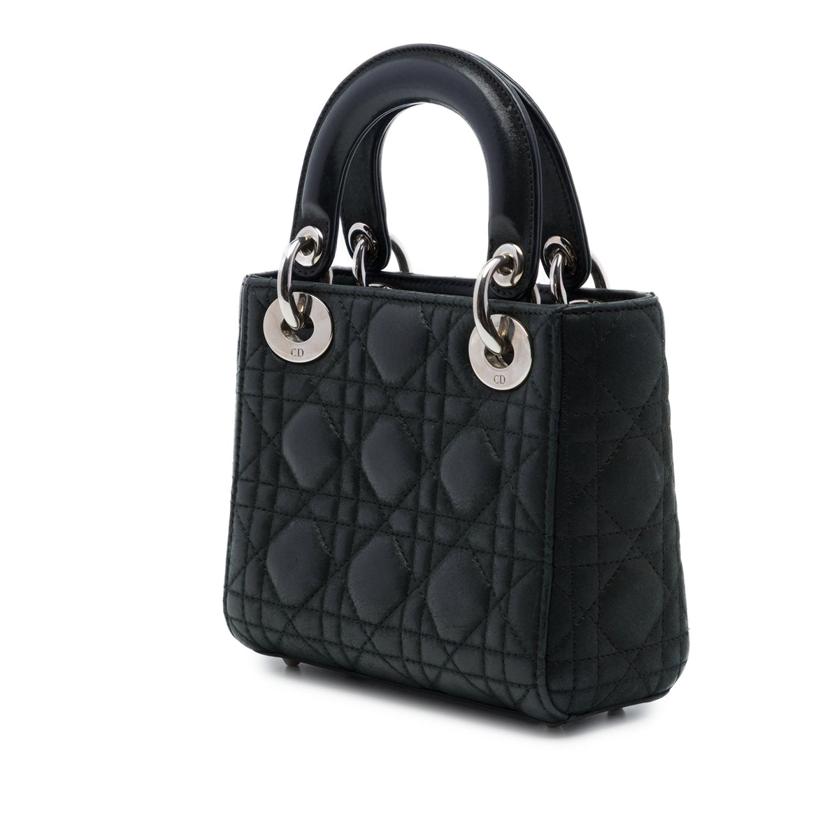Dior Mini Iridescent Lambskin Cannage Lady Dior — Black