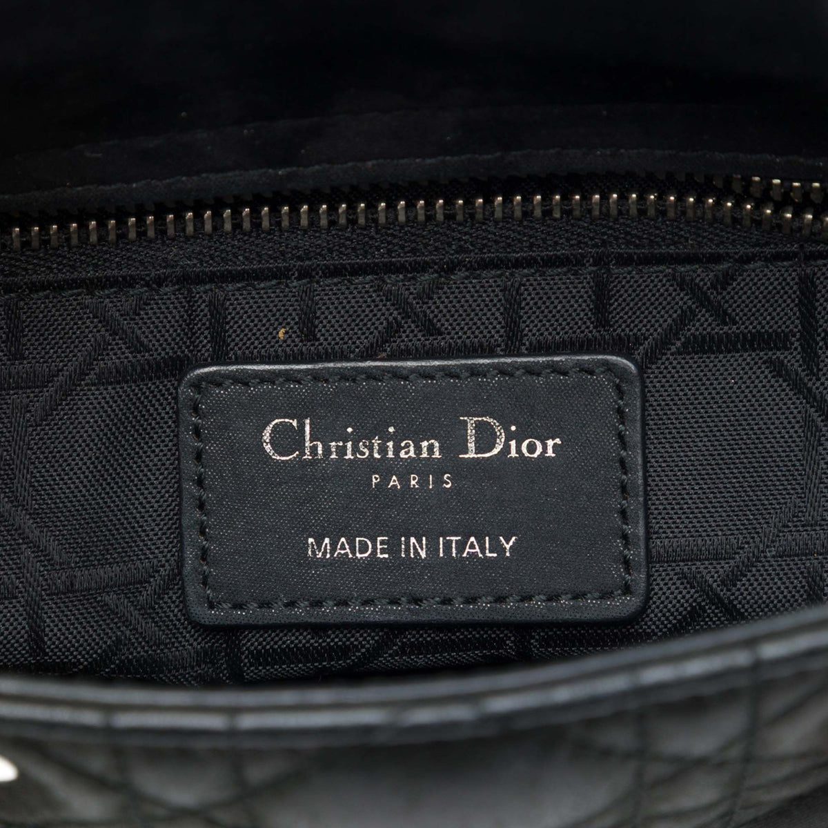 Dior Mini Iridescent Lambskin Cannage Lady Dior — Black
