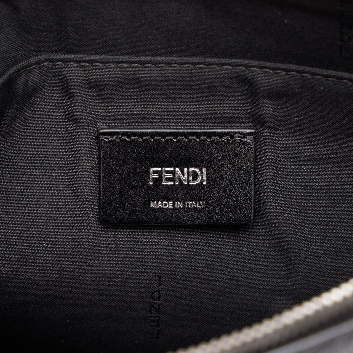 Fendi Zucca Shadow Calfskin Diagonal Front Zip Clutch — Black