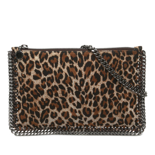 Stella McCartney Falabella Leopard Print Shaggy Deer Shoulder Bag — Brown