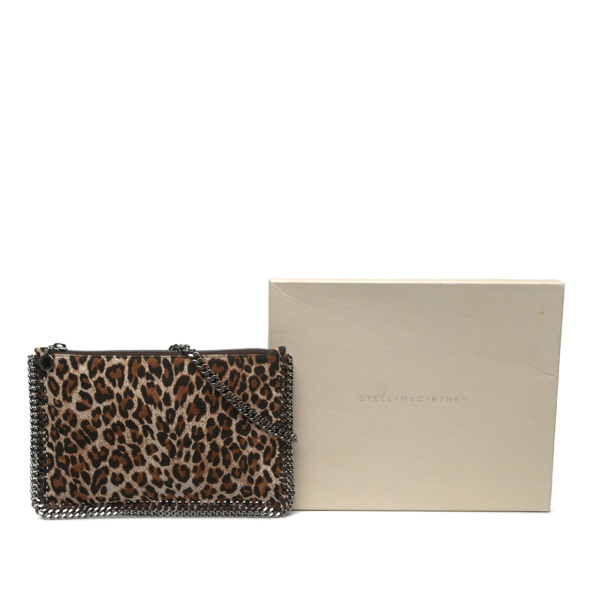 Stella McCartney Falabella Leopard Print Shaggy Deer Shoulder Bag — Brown