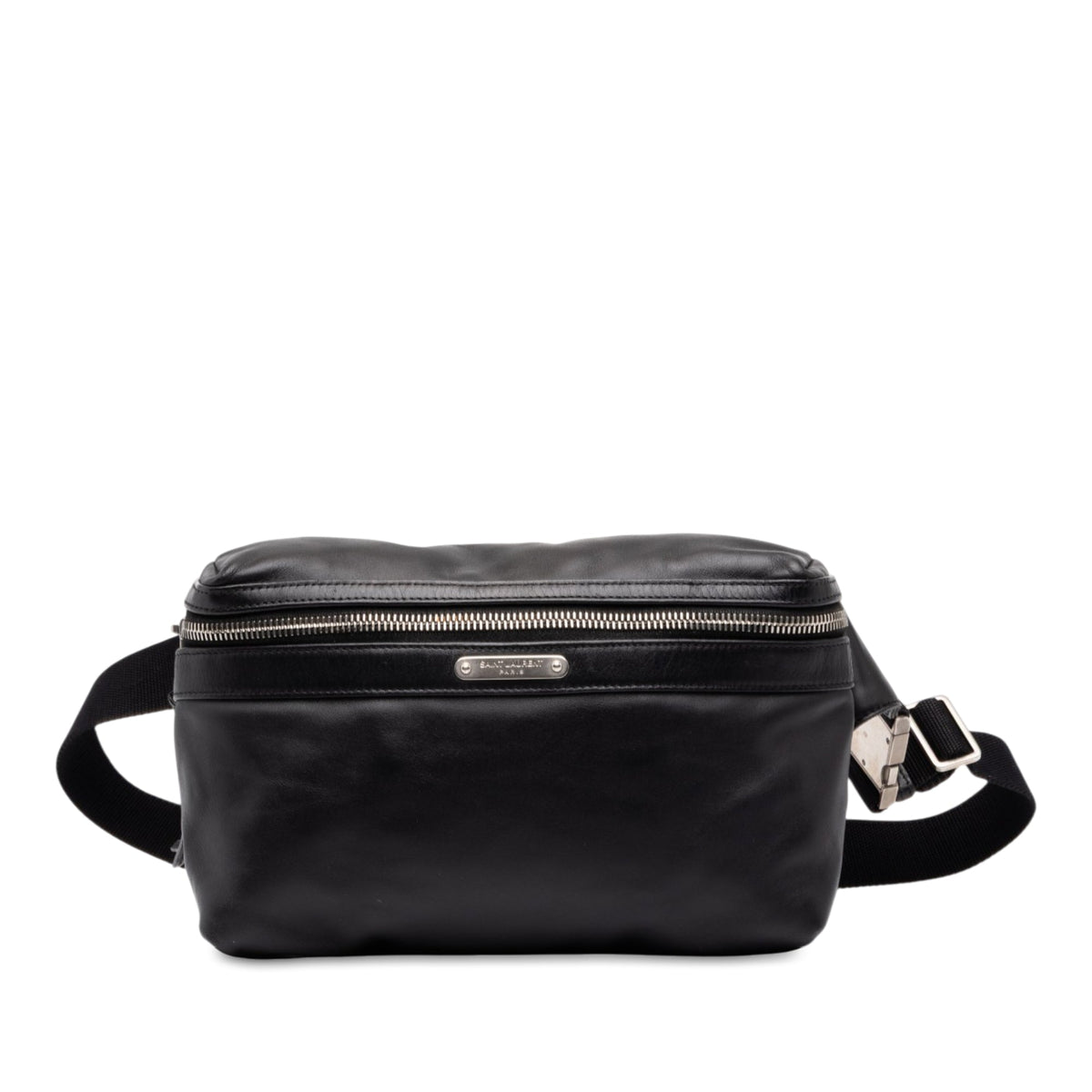 Saint Laurent Leather City Belt Bag — Black