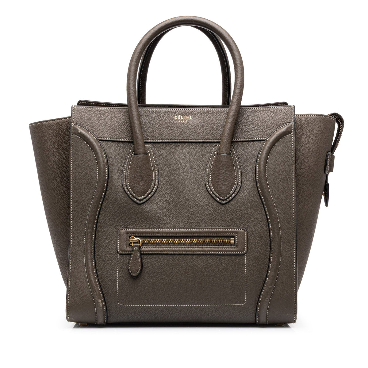 Celine Mini Grained Calfskin Luggage Tote — Gray