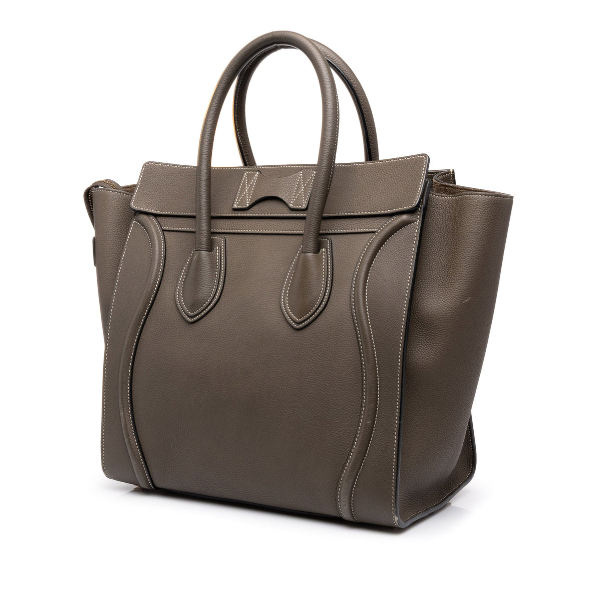 Celine Mini Grained Calfskin Luggage Tote — Gray