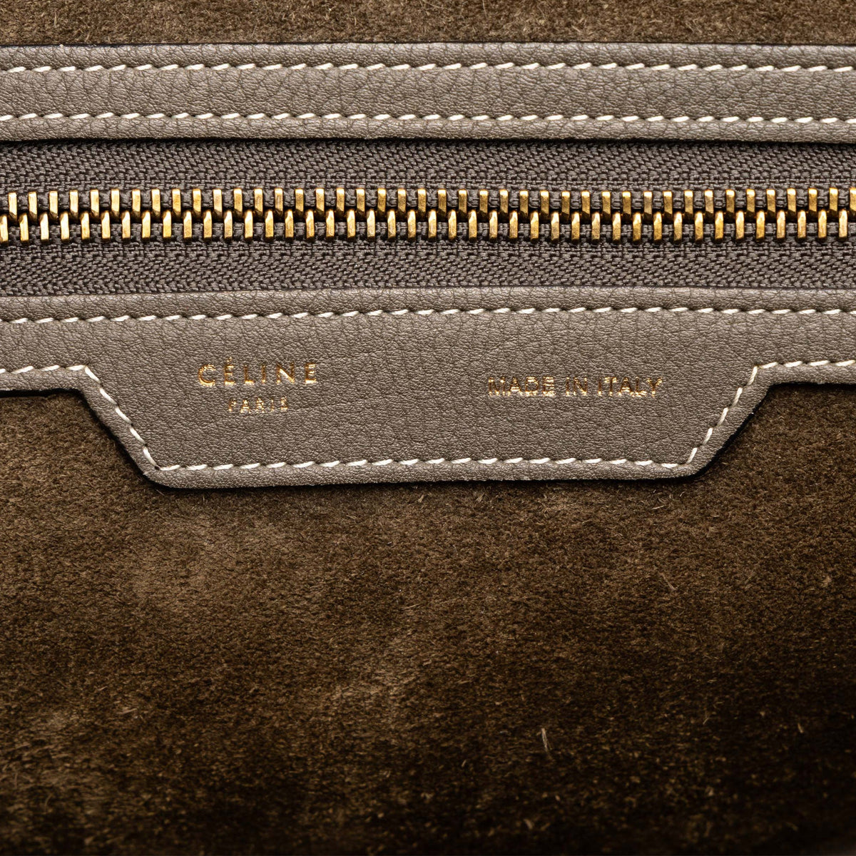 Celine Mini Grained Calfskin Luggage Tote — Gray