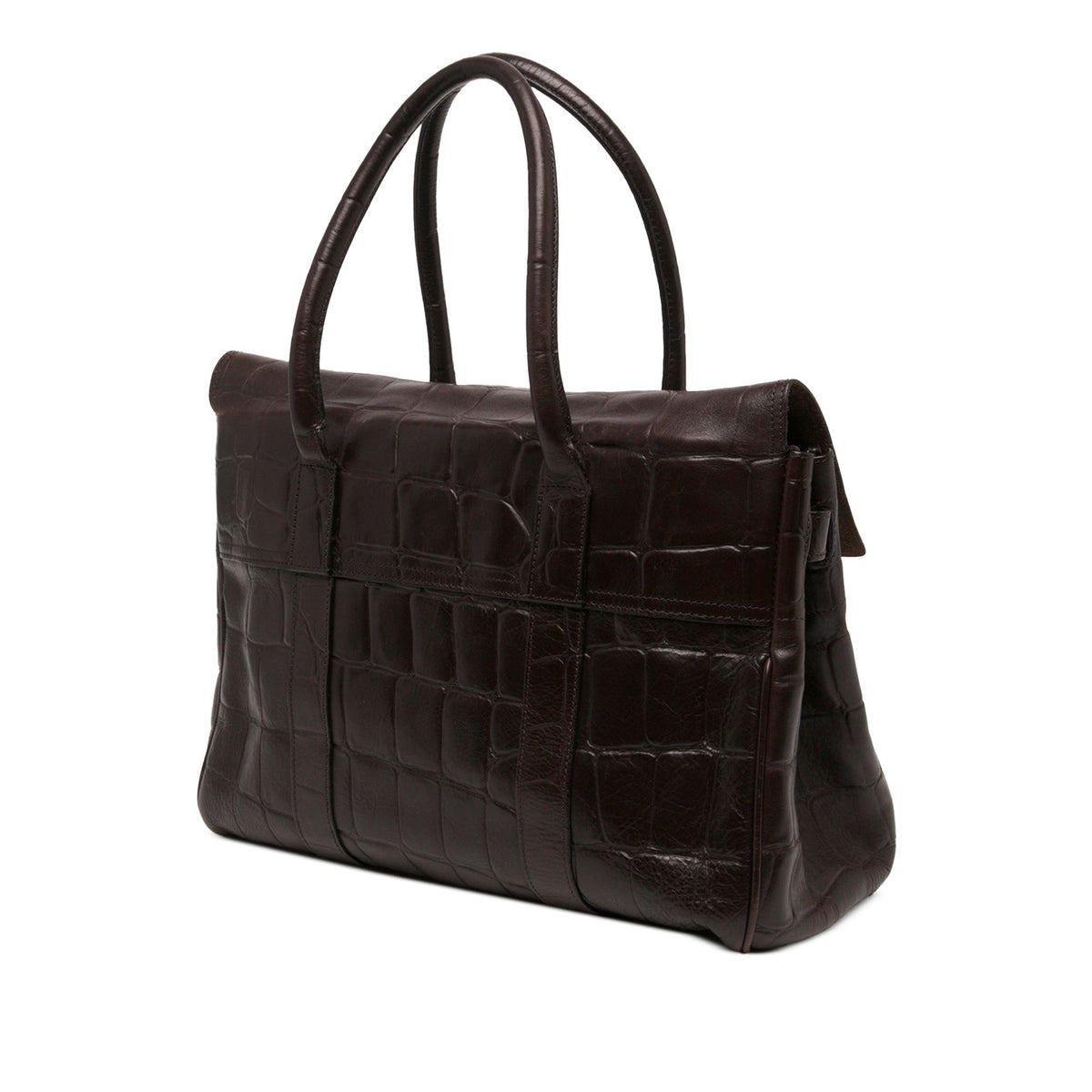 Mulberry Croc Embossed Calfskin Bayswater Heritage Tote — Brown