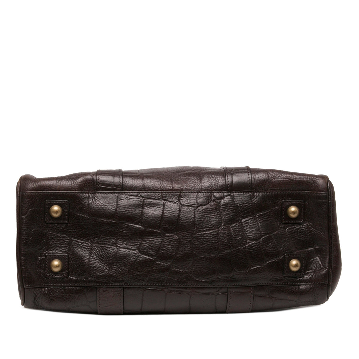 Mulberry Croc Embossed Calfskin Bayswater Heritage Tote — Brown