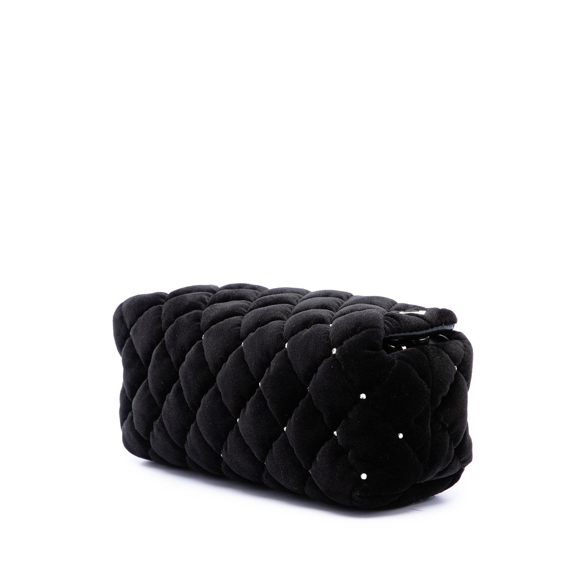 Chanel CC Quilted Velvet Crystal Wristlet Clutch — Black