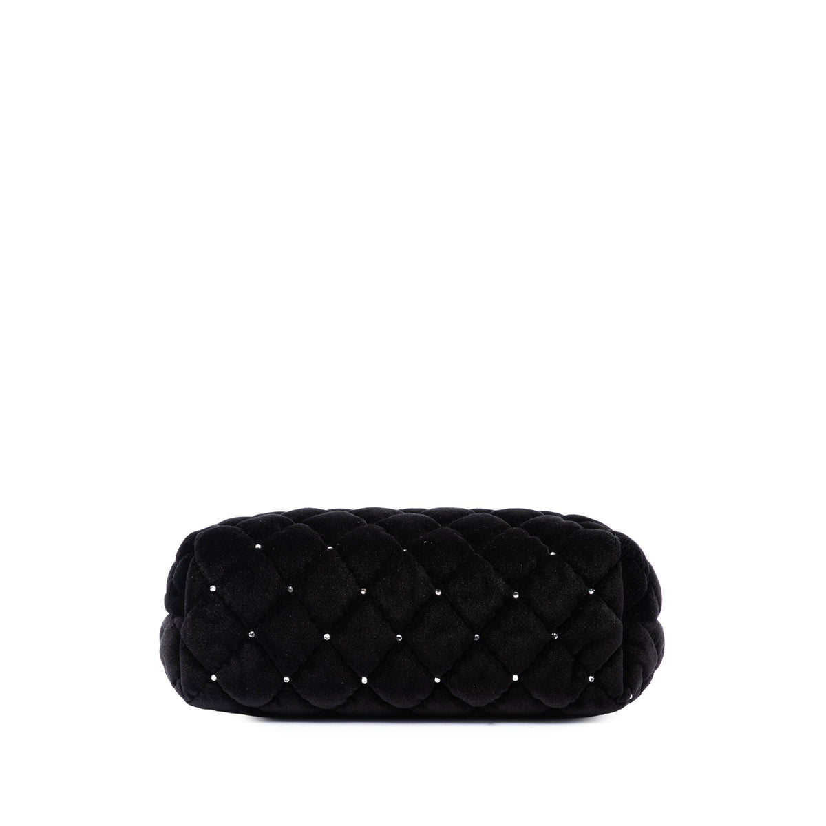 Chanel CC Quilted Velvet Crystal Wristlet Clutch — Black