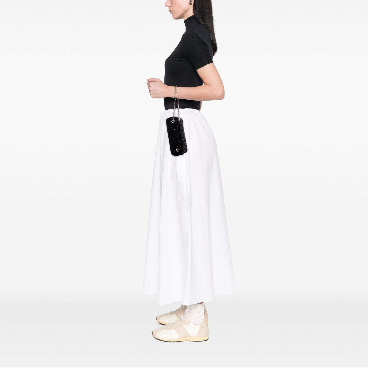 Chanel CC Quilted Velvet Crystal Wristlet Clutch — Black