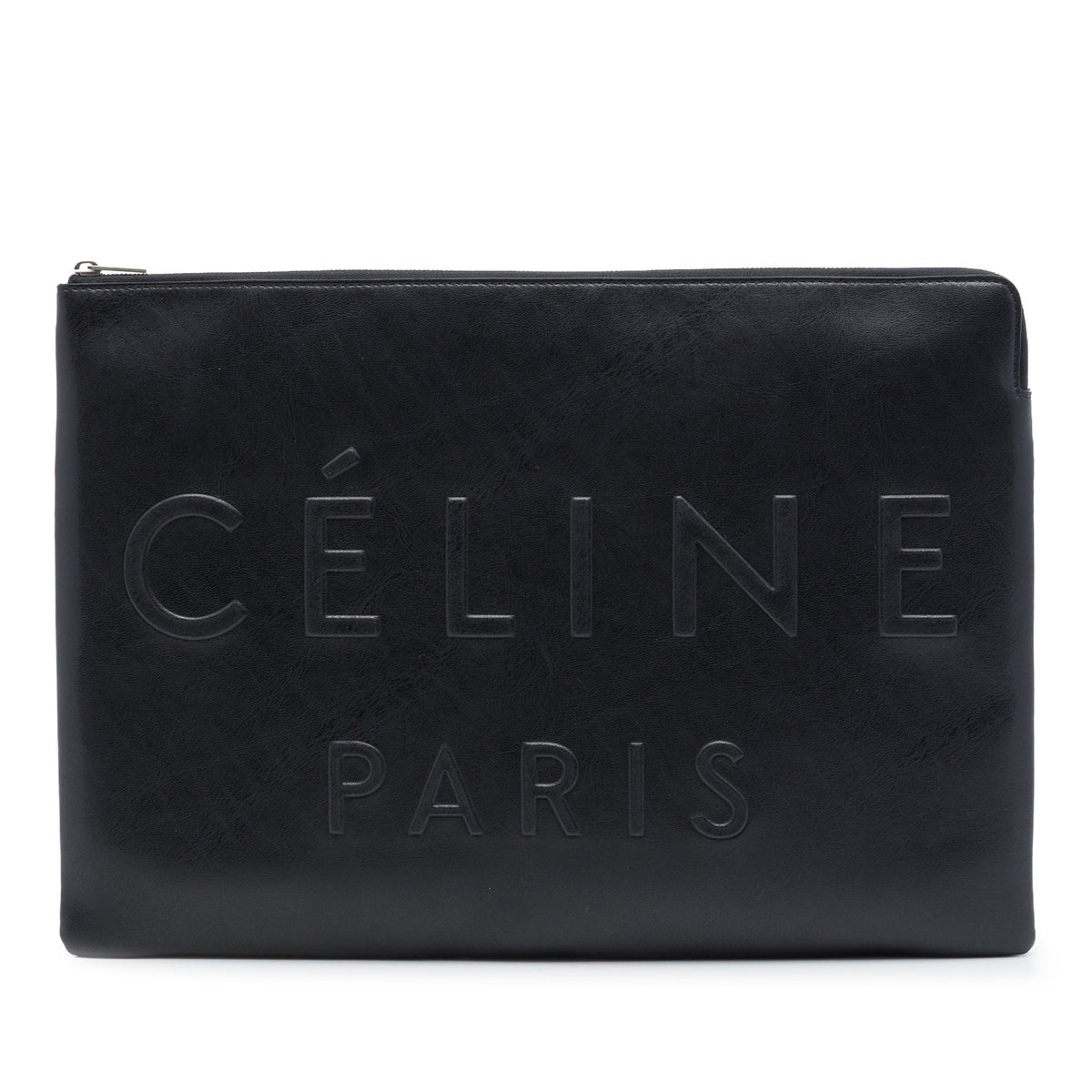 Celine Embossed Leather Logo Clutch