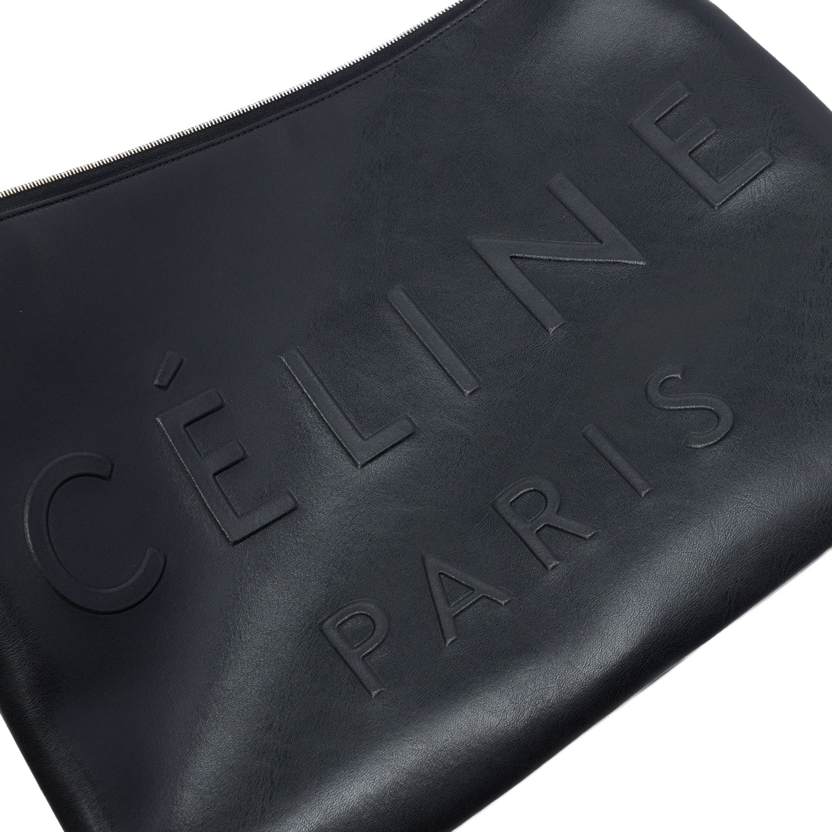 Celine Embossed Leather Logo Clutch