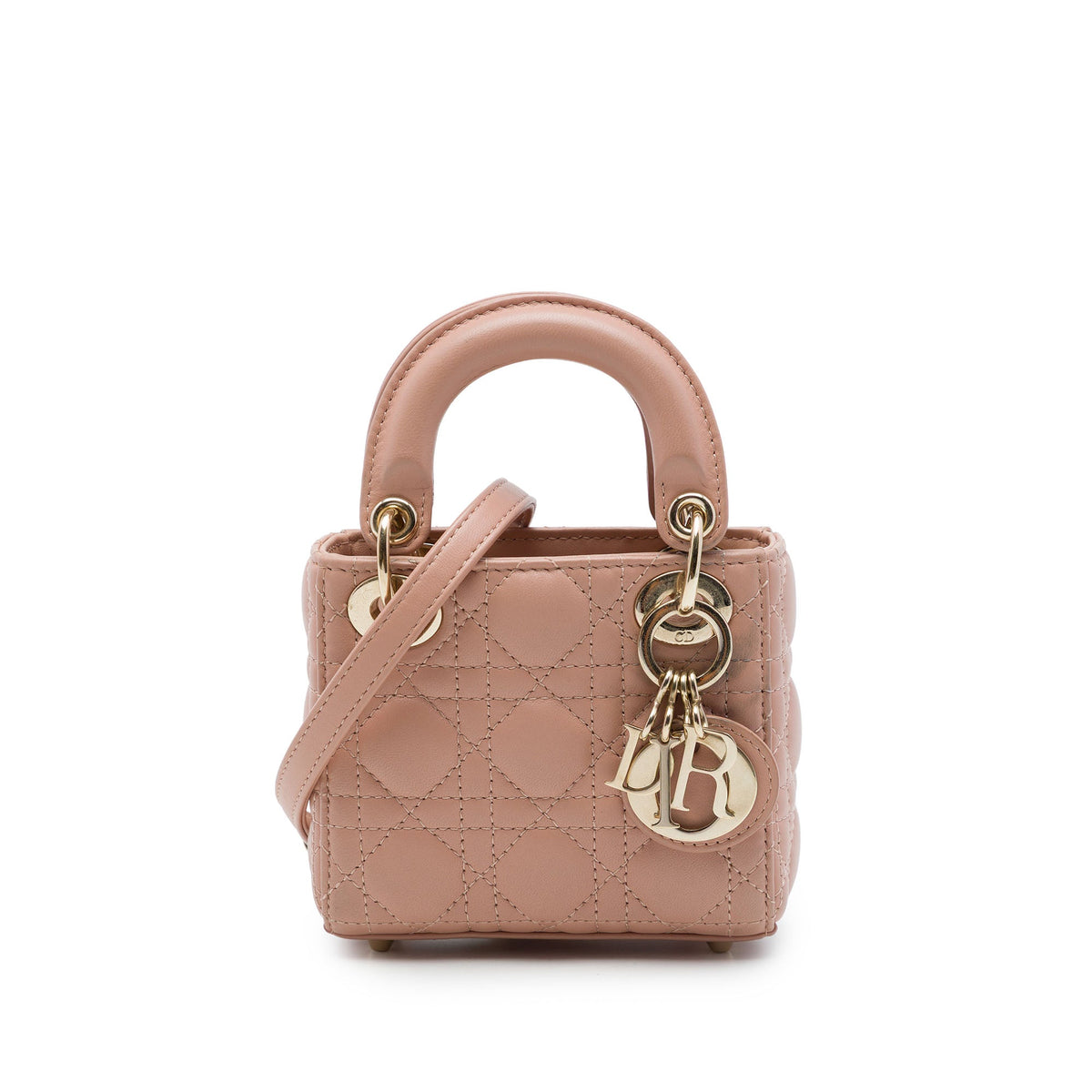 Dior Micro Lambskin Cannage Lady Dior — Brown