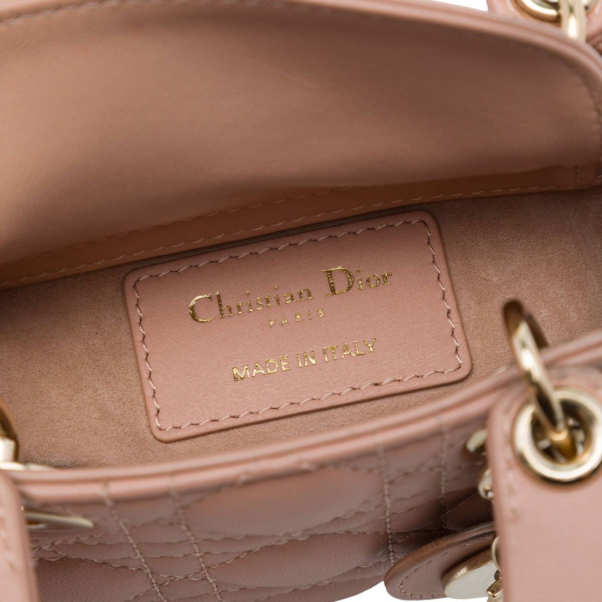 Dior Micro Lambskin Cannage Lady Dior — Brown