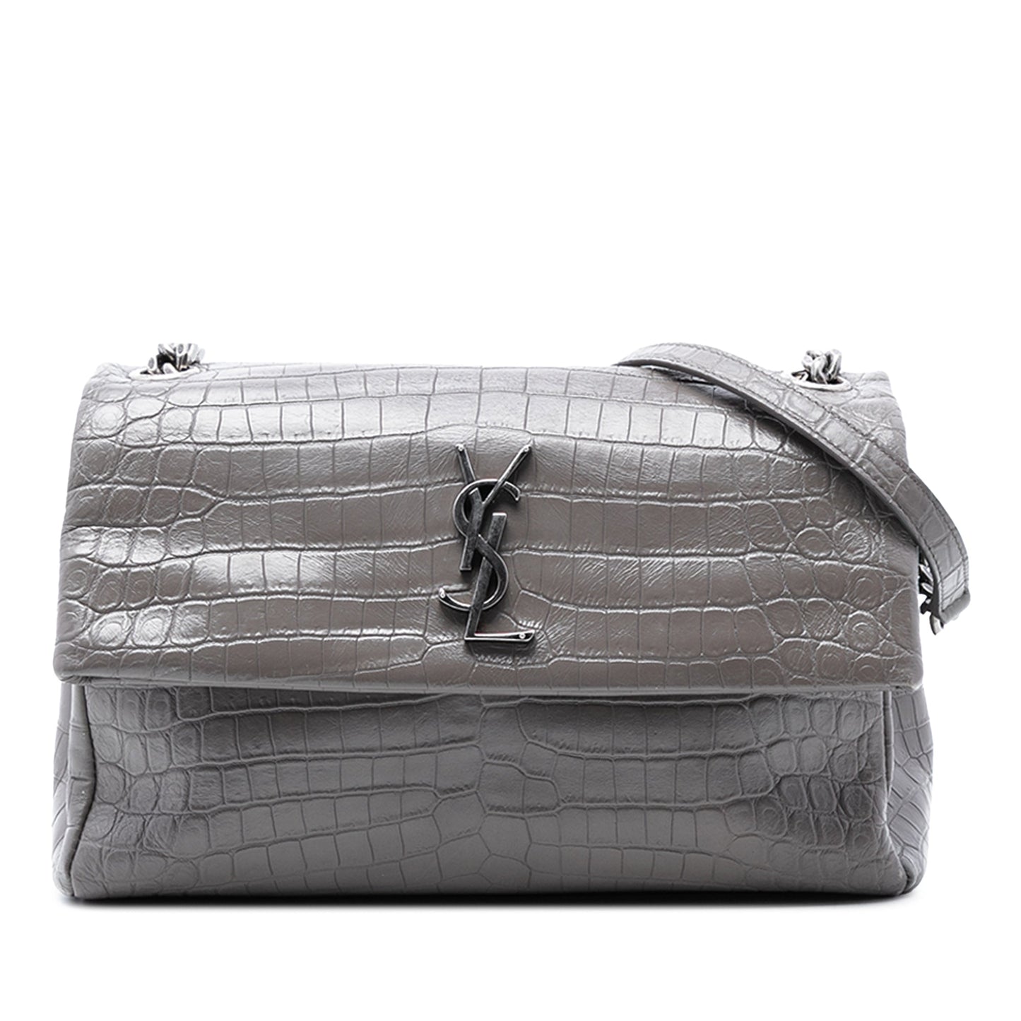 Saint Laurent Medium Croc Embossed Calfskin Monogram West Hollywood Crossbody