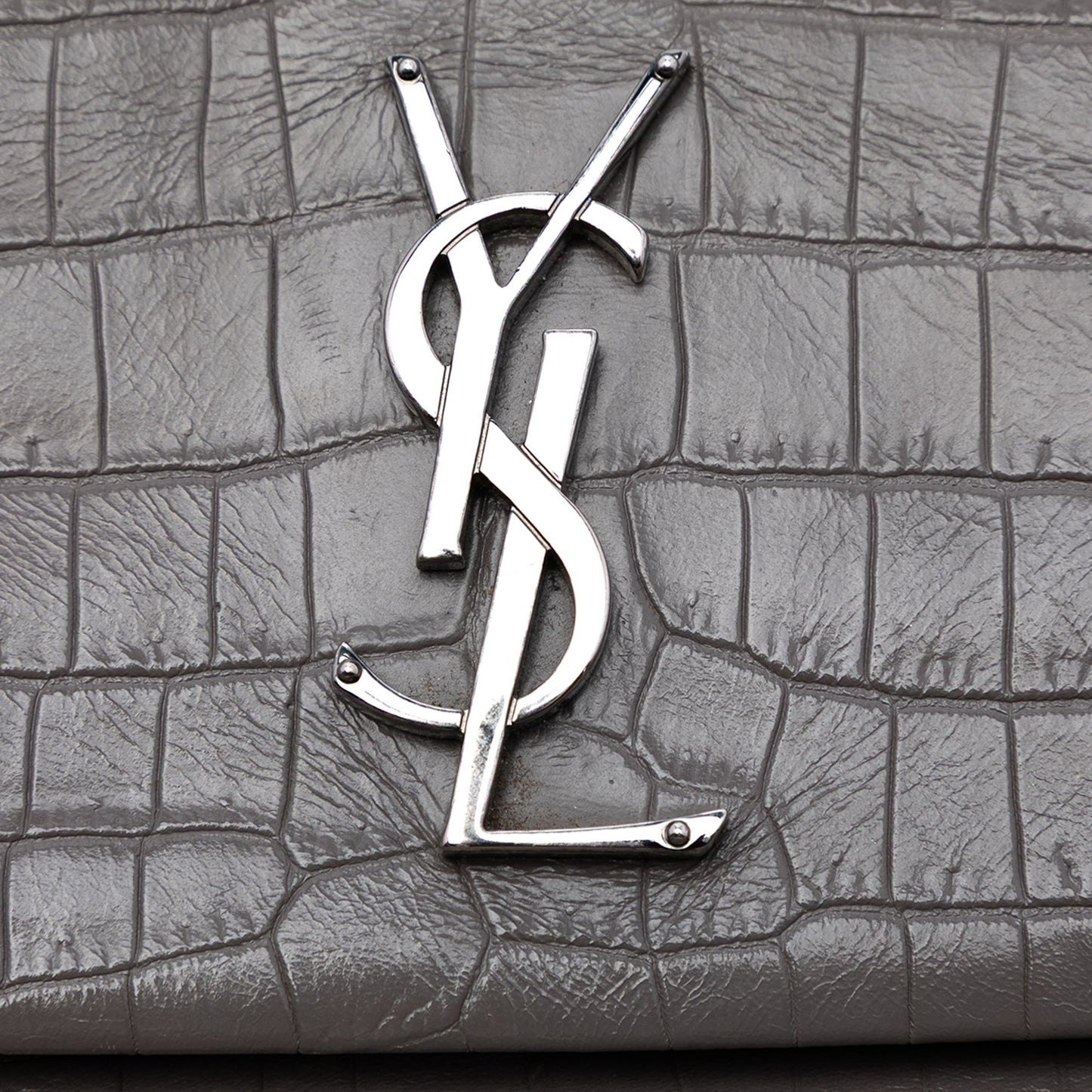 Saint Laurent Medium Croc Embossed Calfskin Monogram West Hollywood Crossbody
