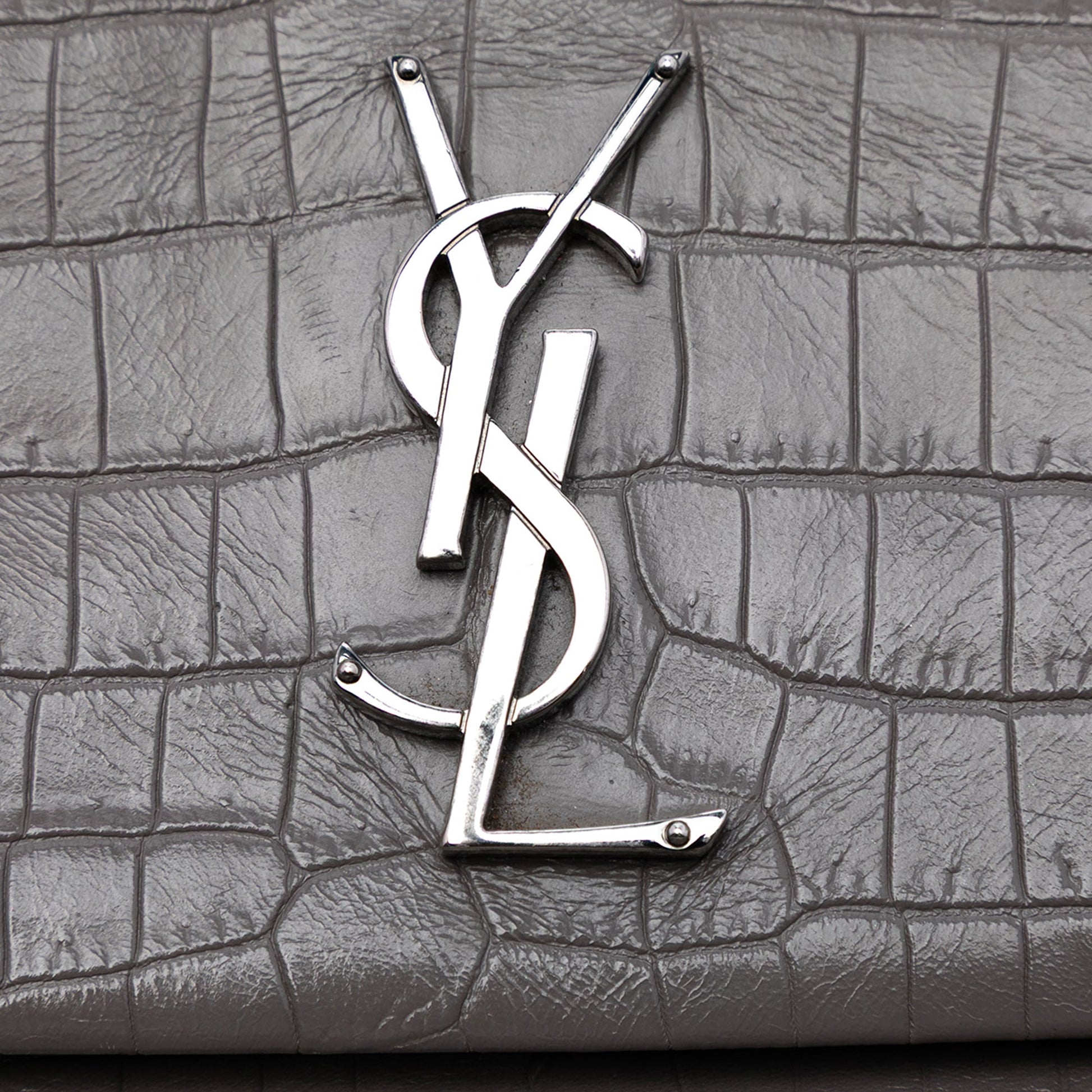 Saint Laurent Medium Croc Embossed Calfskin Monogram West Hollywood Crossbody