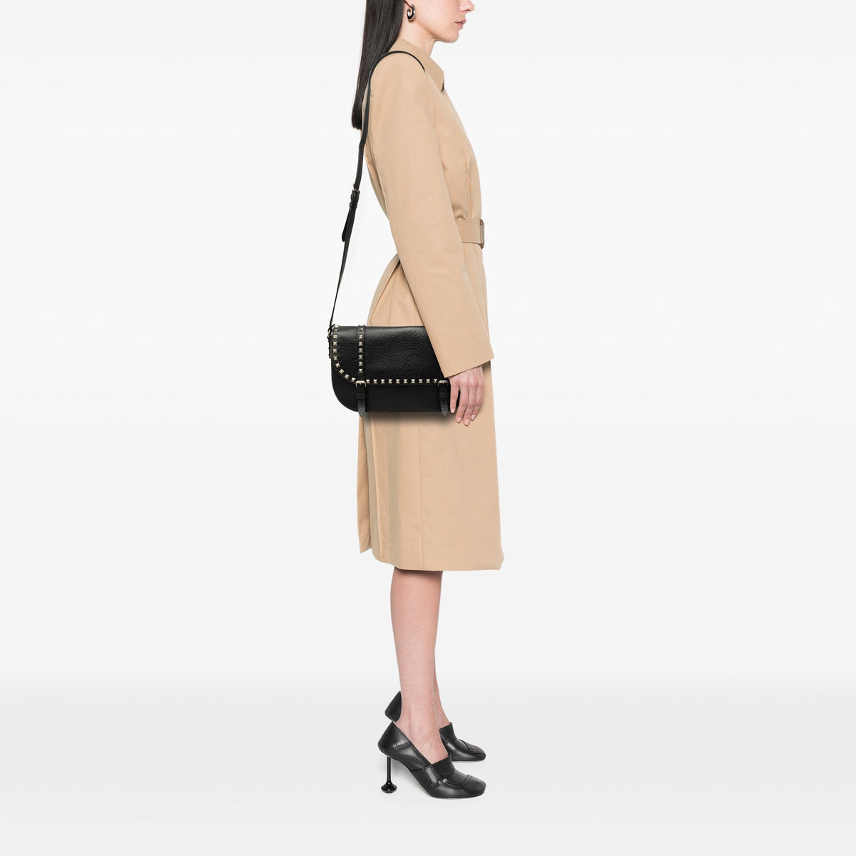 Valentino Leather Rockstud Messenger Bag