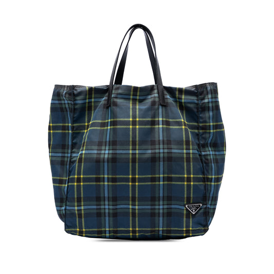 Prada Tessuto Stampato Plaid Tote