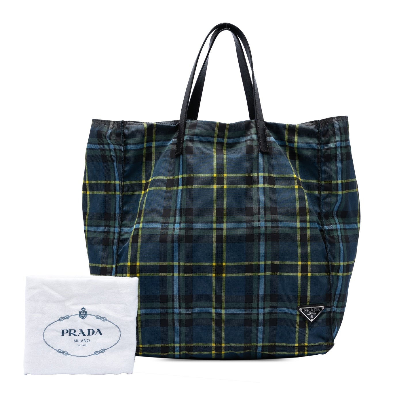 Prada Tessuto Stampato Plaid Tote