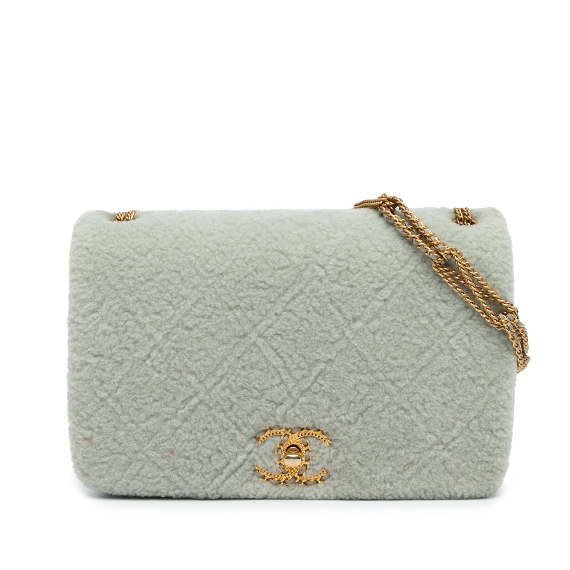Chanel Quilted Shearling Chain Flap