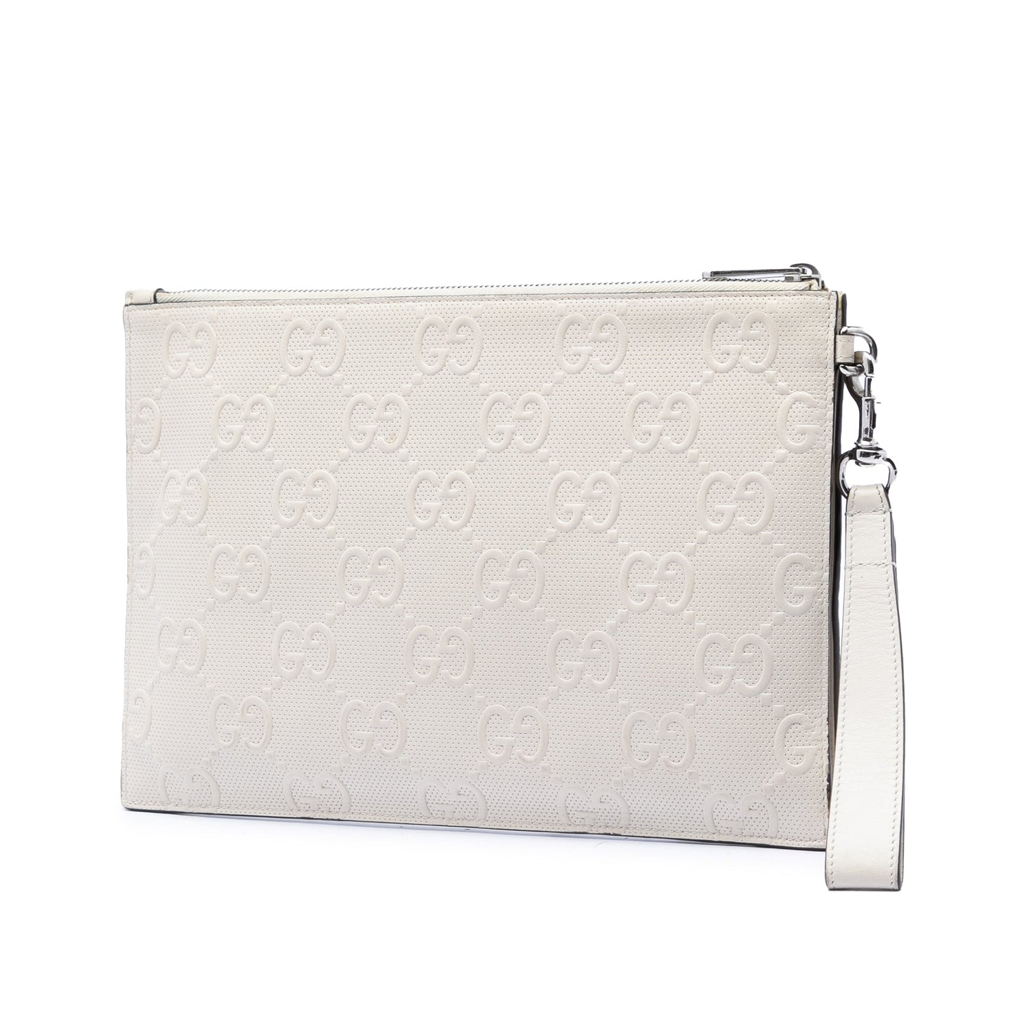 Gucci GG Embossed Perforated Calfskin Wristlet Clutch
