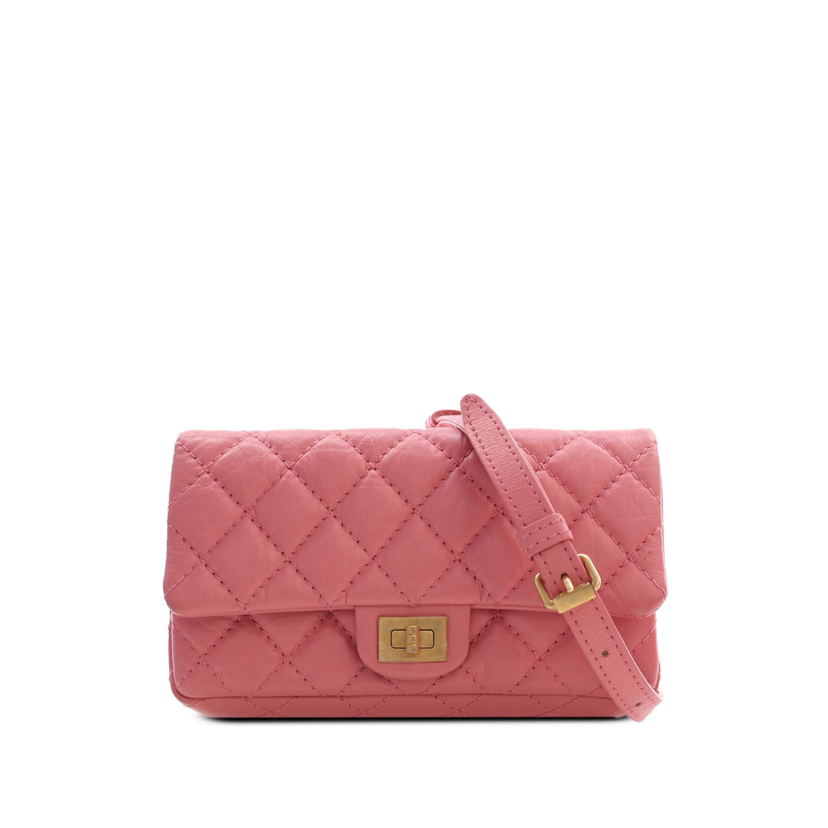 Chanel Quilted Aged Calfskin Reissue 2.55 Flap Belt Bag — Pink