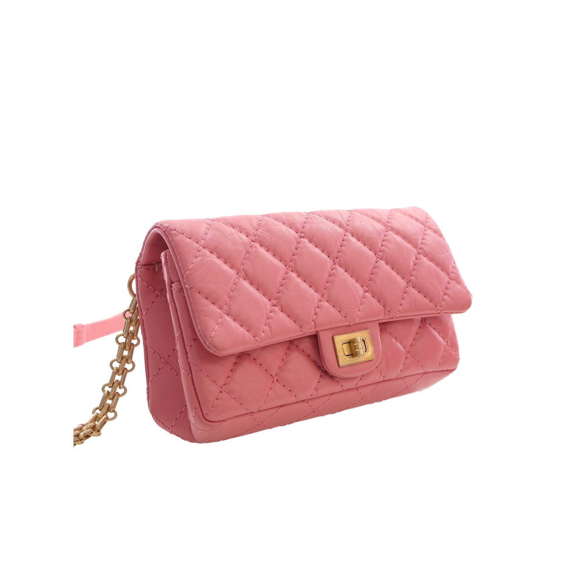 Chanel Quilted Aged Calfskin Reissue 2.55 Flap Belt Bag — Pink