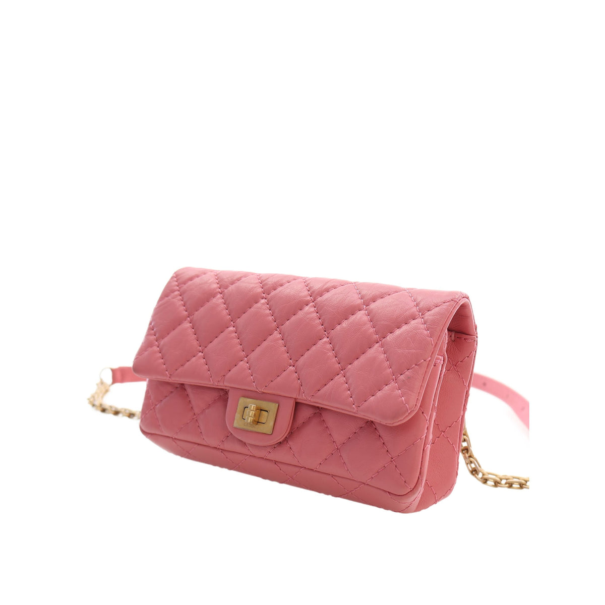 Chanel Quilted Aged Calfskin Reissue 2.55 Flap Belt Bag — Pink