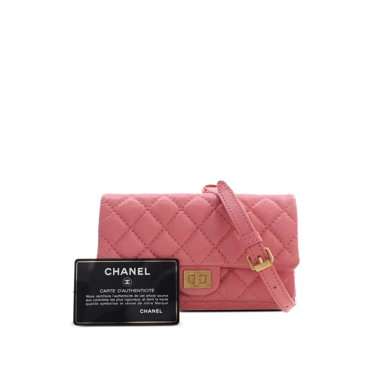 Chanel Quilted Aged Calfskin Reissue 2.55 Flap Belt Bag — Pink