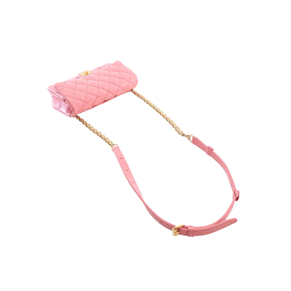 Chanel Quilted Aged Calfskin Reissue 2.55 Flap Belt Bag — Pink