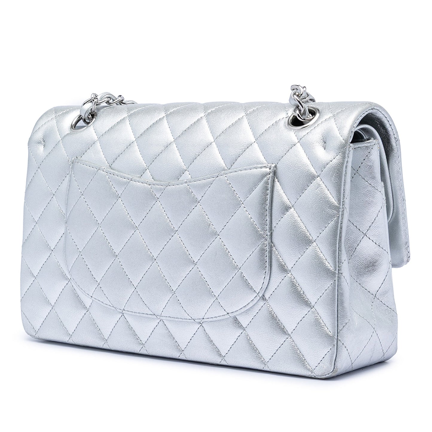 Medium Classic Metallic Lambskin Double Flap