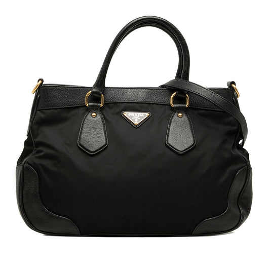 Prada Leather Trimmed Tessuto Satchel