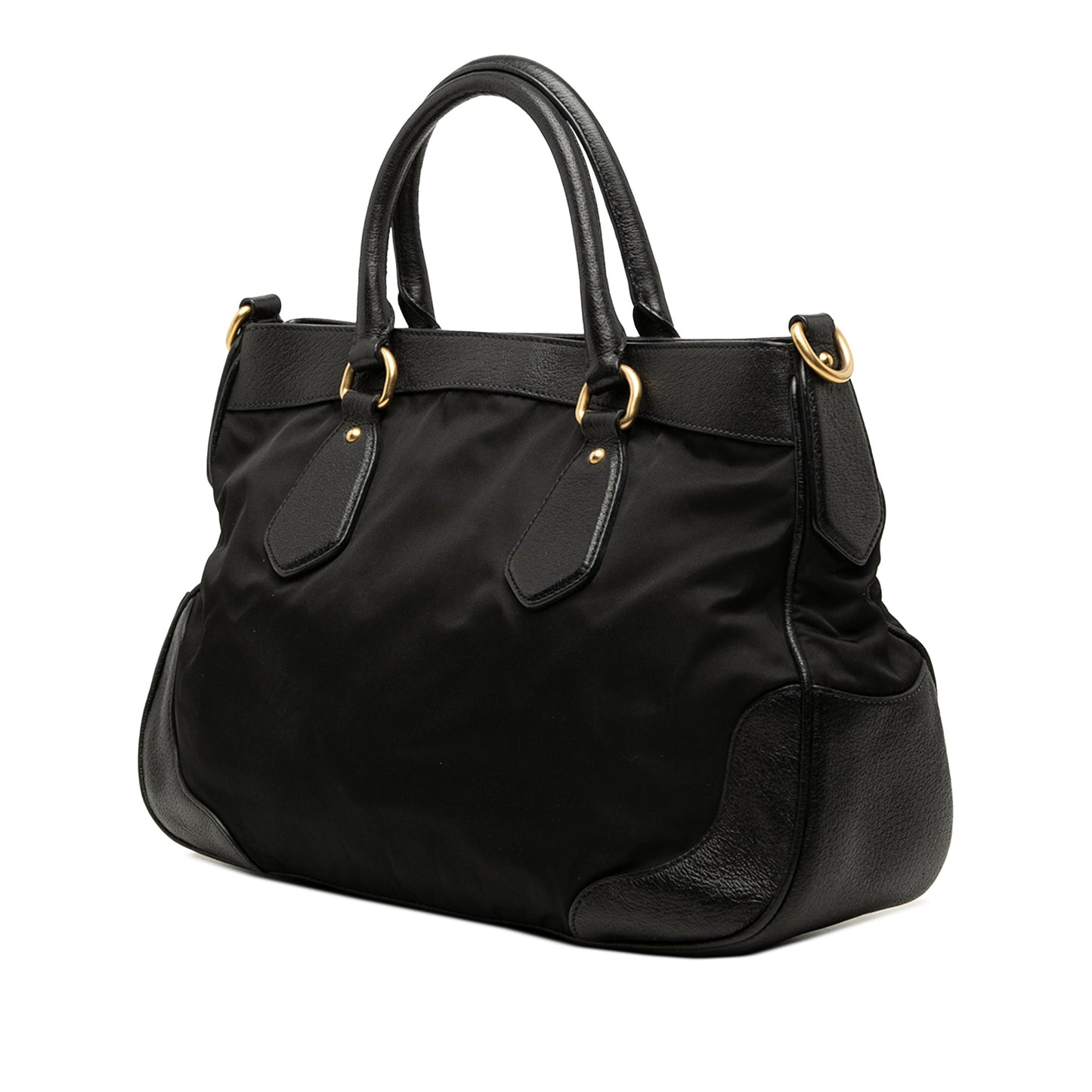Prada Leather Trimmed Tessuto Satchel