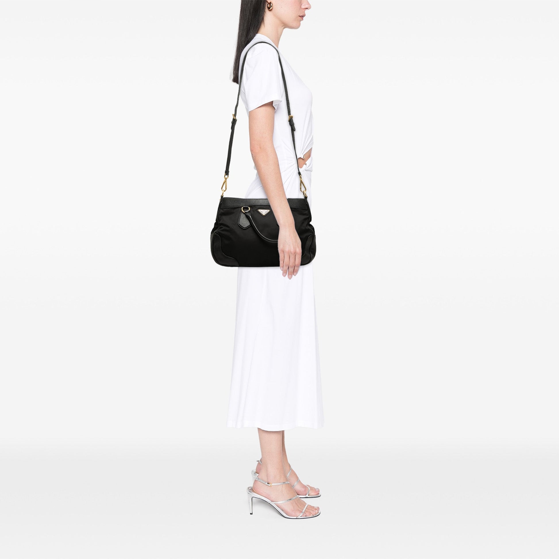 Prada Leather Trimmed Tessuto Satchel