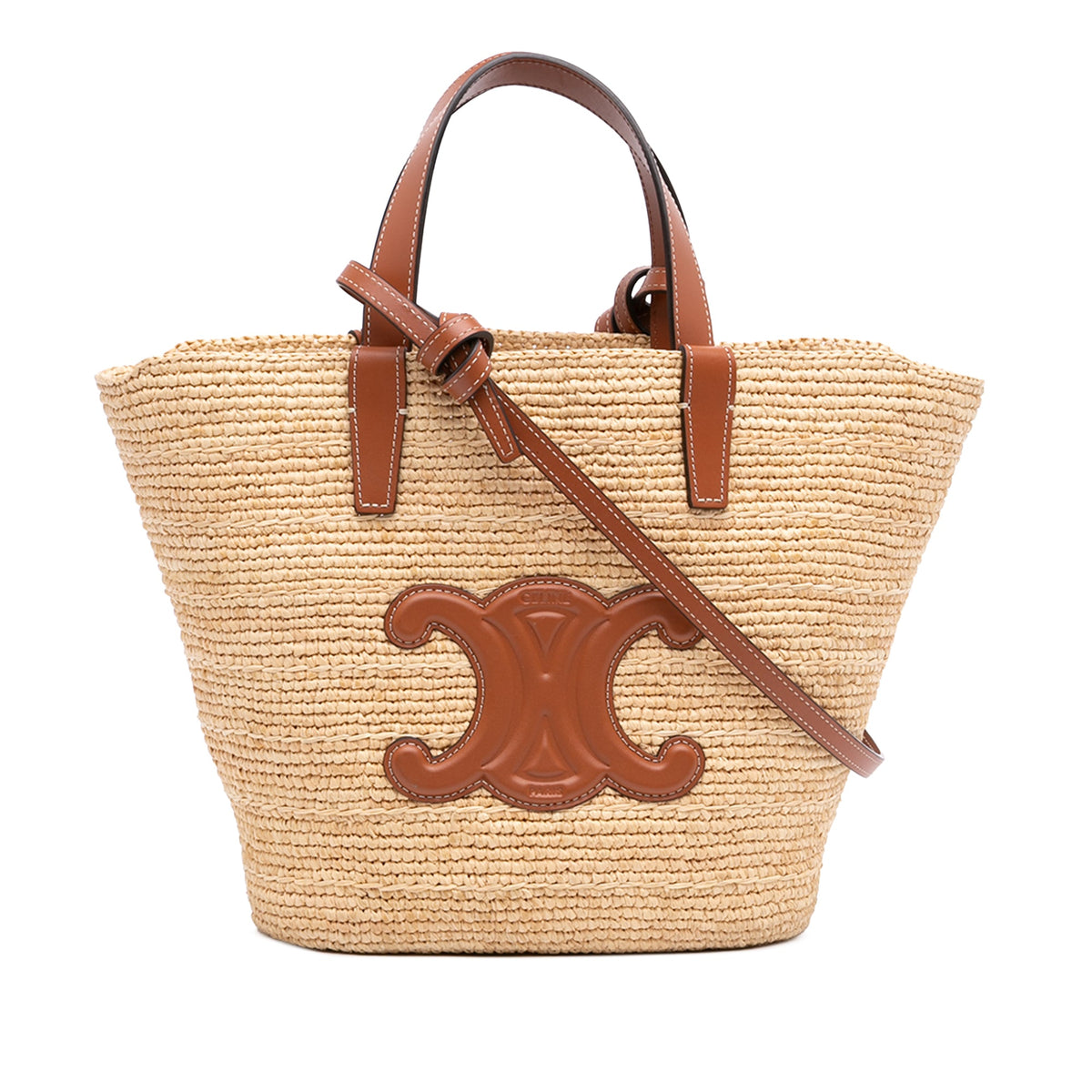 Celine Teen Supple Raffia Cuir Triomphe Classic Panier Tote