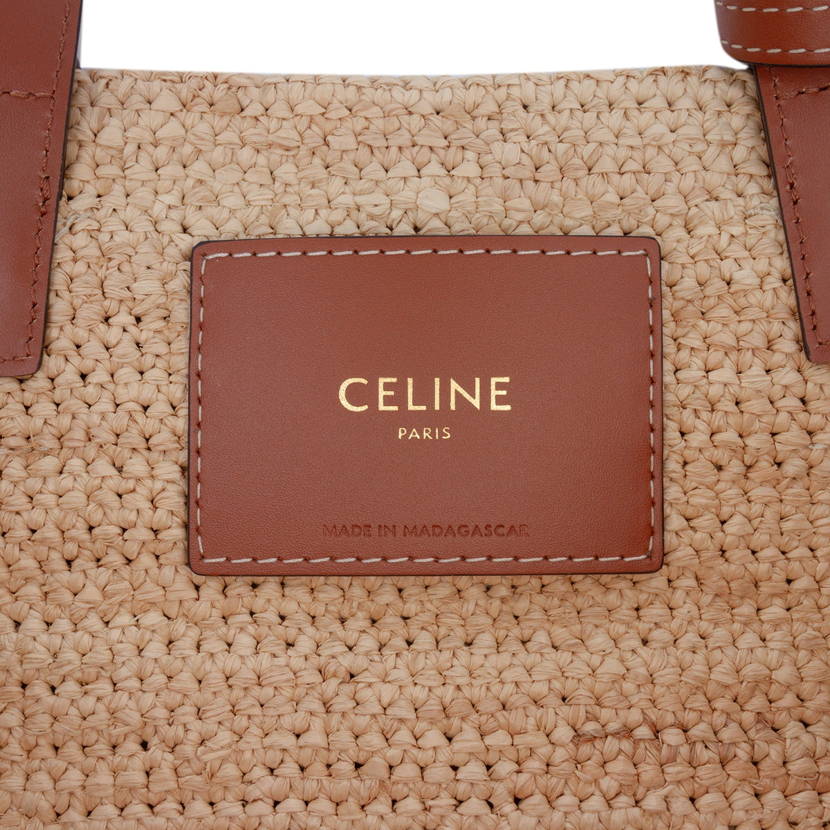 Celine Teen Supple Raffia Cuir Triomphe Classic Panier Tote