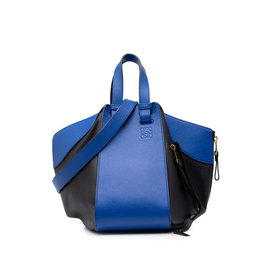 LOEWE Medium Bicolor Grained Calfskin Hammock Satchel — Blue