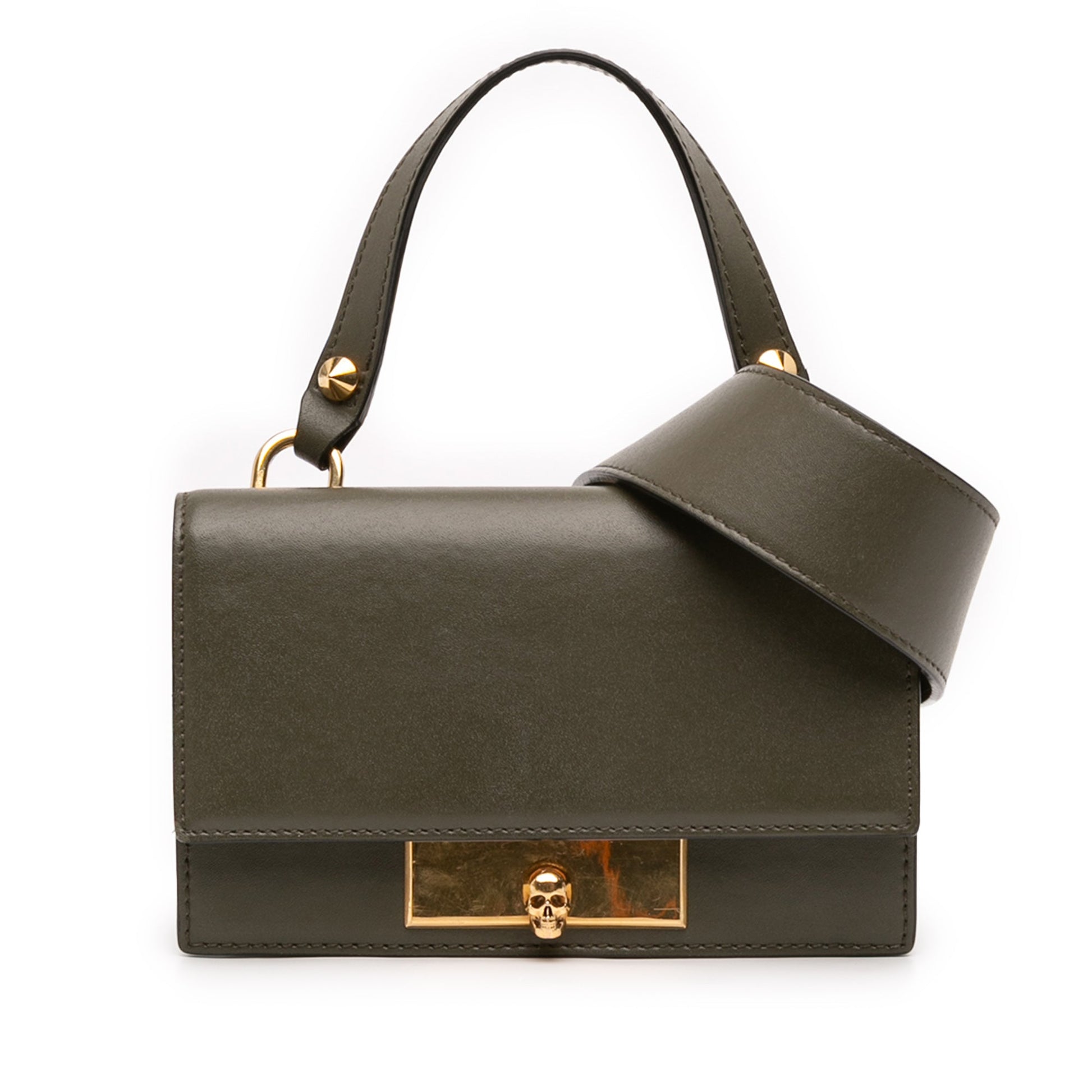 Alexander McQueen Mini Leather Skull Lock Top Handle Bag