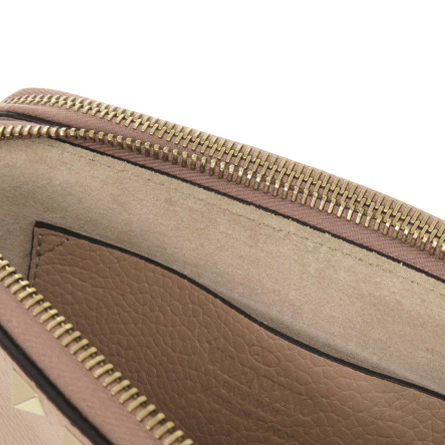 Valentino Pebbled Calfskin Rockstud Double Zip Chain Pouch
