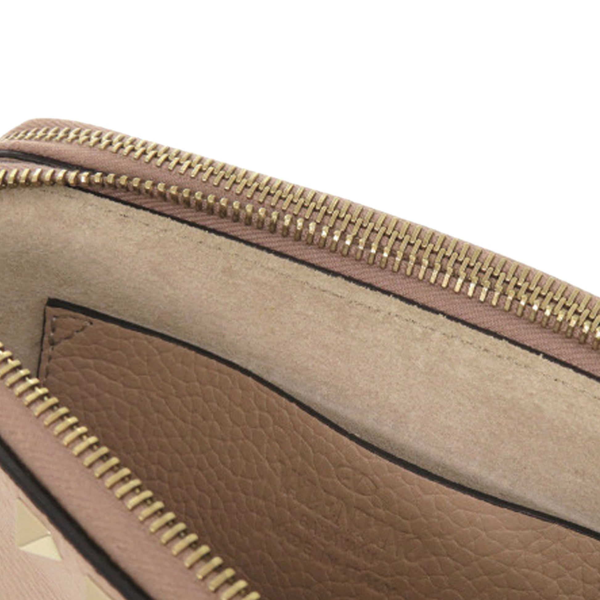 Valentino Pebbled Calfskin Rockstud Double Zip Chain Pouch
