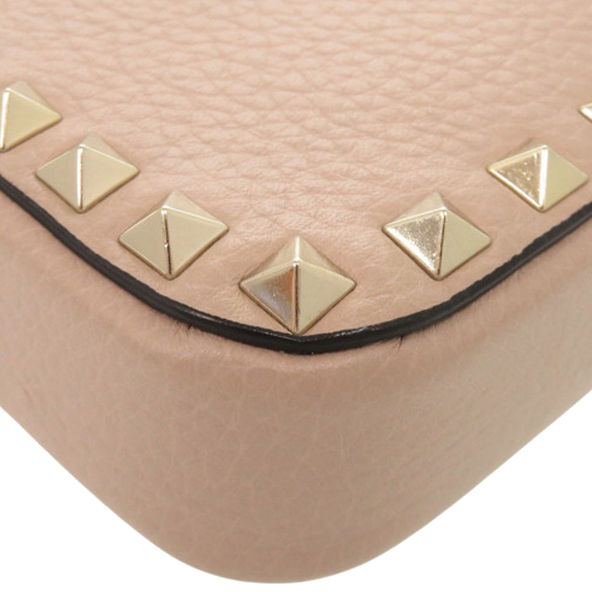 Valentino Pebbled Calfskin Rockstud Double Zip Chain Pouch