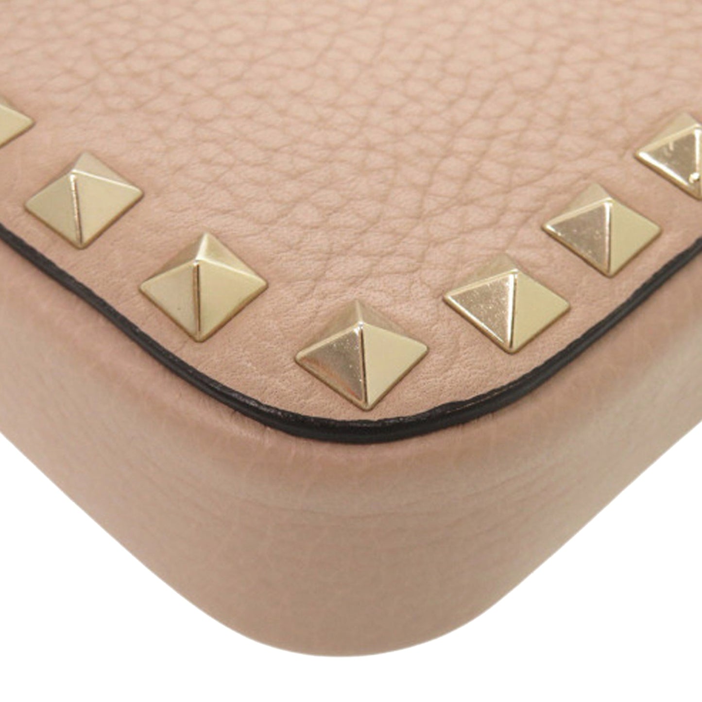Valentino Pebbled Calfskin Rockstud Double Zip Chain Pouch