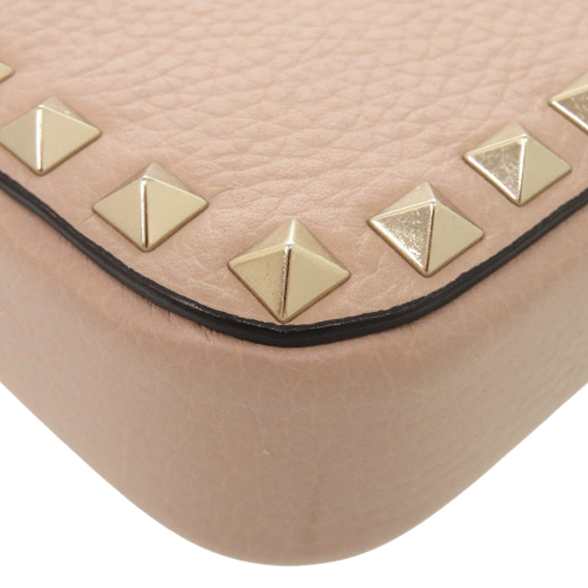 Valentino Pebbled Calfskin Rockstud Double Zip Chain Pouch