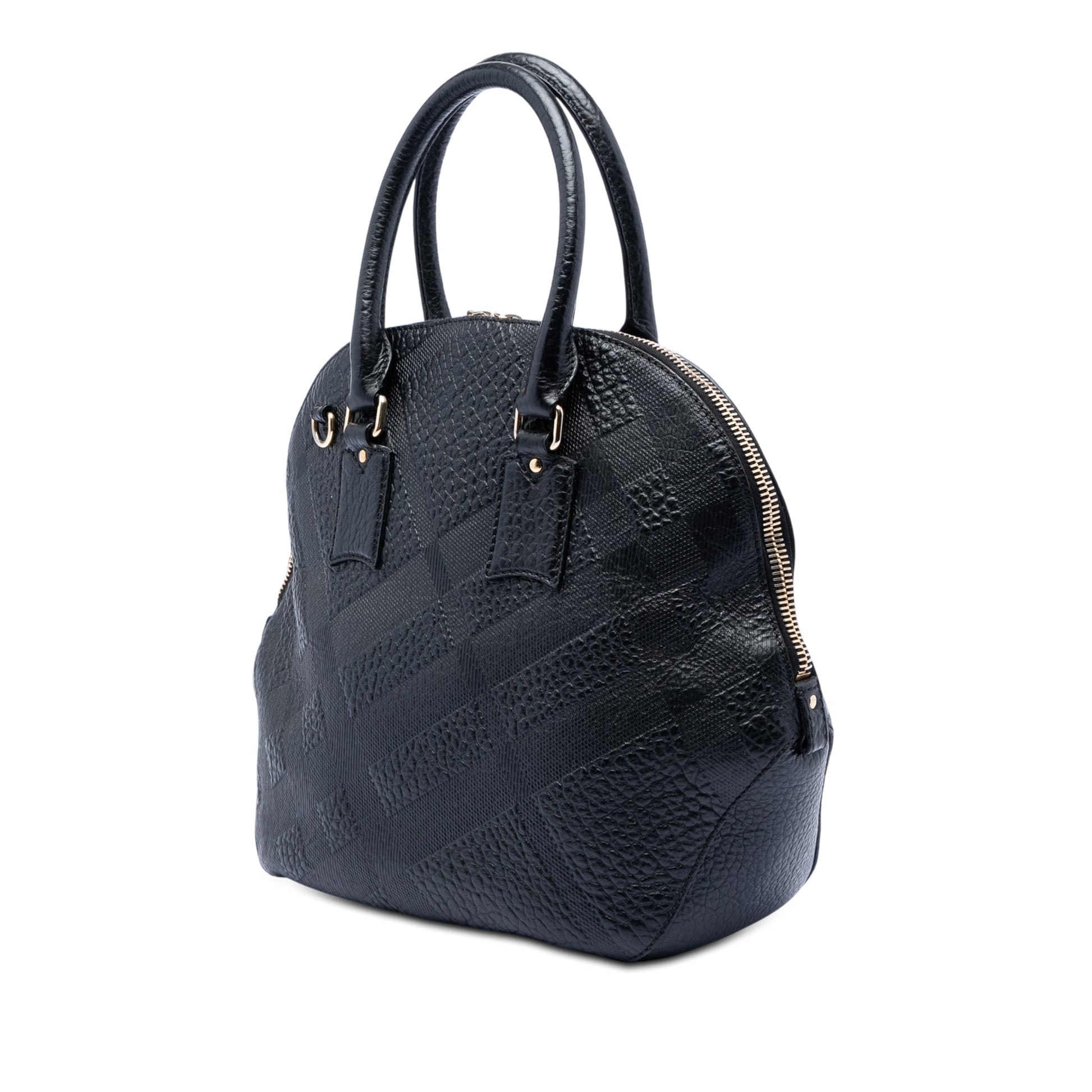 Burberry Large Heritage Grain Check Embossed Orchard Bowling Bag